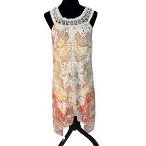 Cato Boho chic Tunic Maxi Dress With Crochet Detail & Paisley Print Small